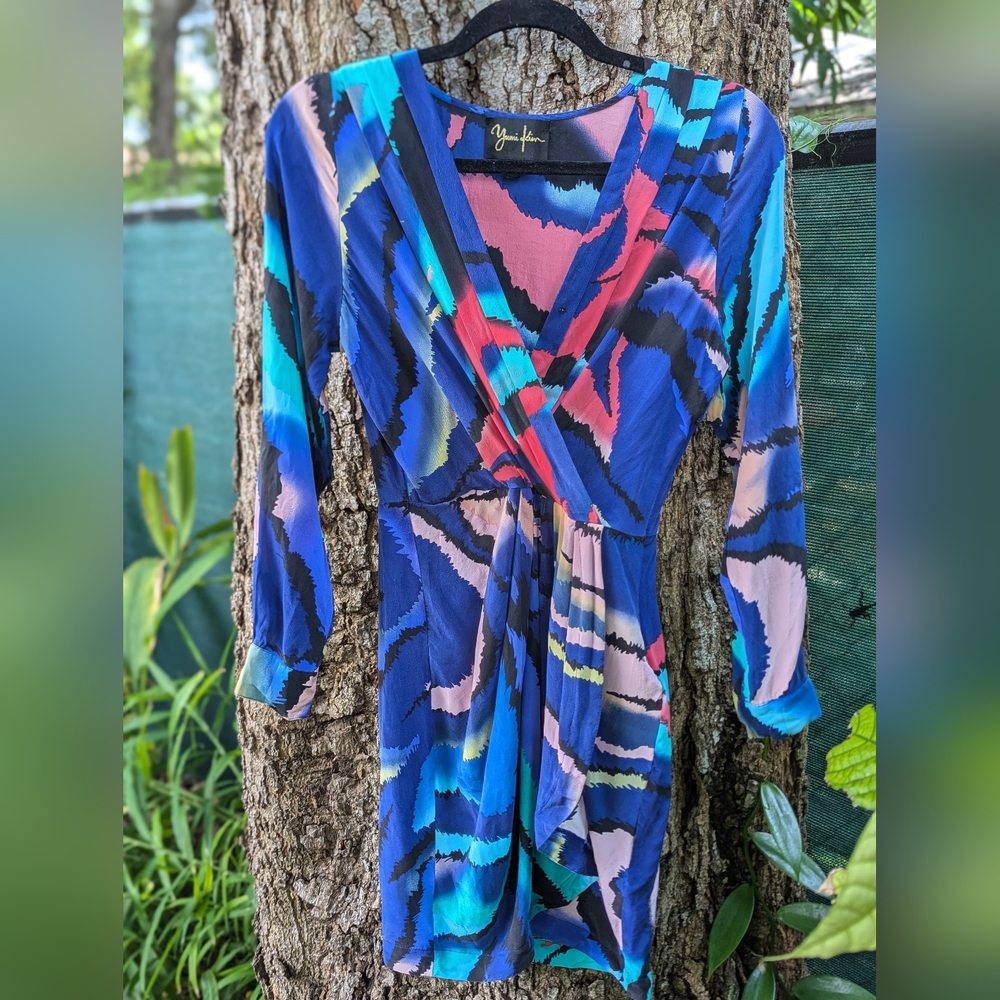 Yumi Kim | Abstract Multicolored Silk Dress | Size XS